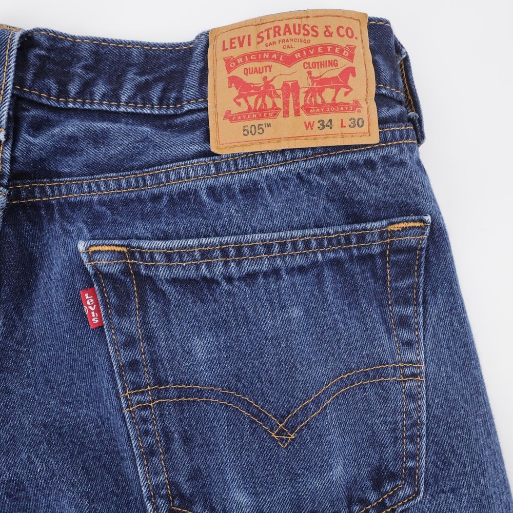 Levi 505 Regular Fit Straight Leg Jeans Blue Denim Mens 34x30 (measures 29")